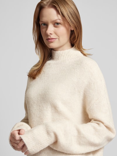 YAS Gebreide pullover met opstaande kraag, model 'ANNE' Beige - 3