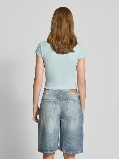 Review T-shirt z falistym dołem Błękitny 5