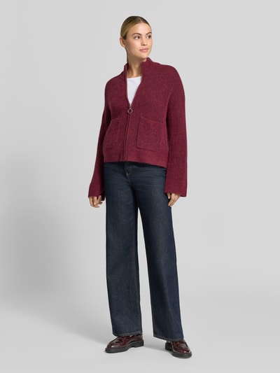 Selected kardigan rozpinany o kroju regular fit z mieszanki wełny model 'SIA' Bordowy 1