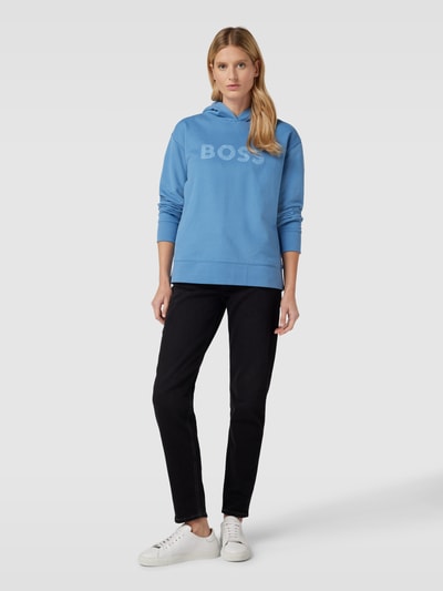 BOSS Orange Hoodie met labelprint, model 'Edelight' Rookblauw - 1