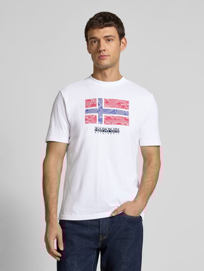 Napapijri T-Shirt mit Label-Print Modell 'DRAPEAU' Weiss 4