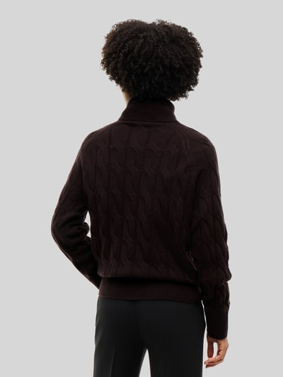 Tommy Hilfiger relaxed fit coltrui van pure wol Donkerbruin - 5