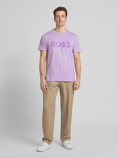 BOSS Green T-Shirt mit Label-Print Flieder 1