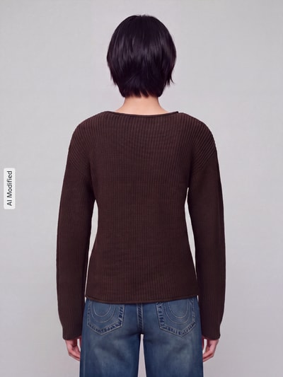 s.Oliver RED LABEL Relaxed Fit Strickpullover aus Baumwoll-Mix Dunkelbraun 5