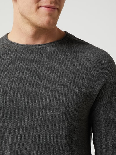 Jack & Jones Gebreide pullover met labelpatch, model 'HILL' Antraciet gemêleerd - 3