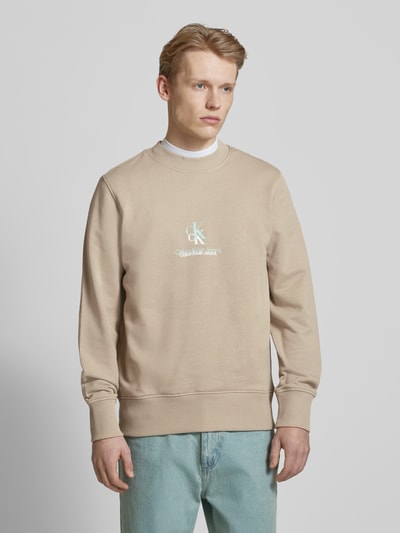 Calvin Klein Jeans Sweatshirt aus reiner Baumwolle  mit Stehkragen Beige 4