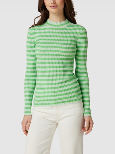 Armedangels Gebreide pullover met opstaande kraag, model 'ALAANI STRIPED' Groen - 4