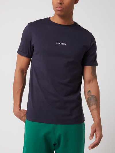 Les Deux T-Shirt mit Logo-Print Modell 'Lens'  Marine 4