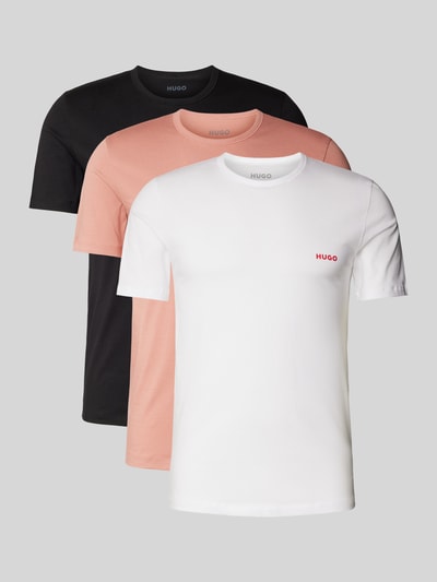 HUGO Regular Fit T-Shirt aus Viskose mit Label-Print im 3er-Pack Altrosa 1