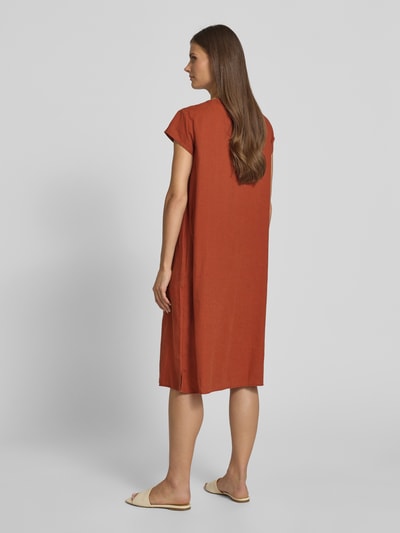 Soyaconcept Knielange jurk van een mix van linnen en viscose, model 'Ina' Roestrood - 5