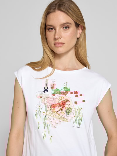 Marc Cain Regular Fit T-Shirt mit Rundhalsausschnitt Weiss 3