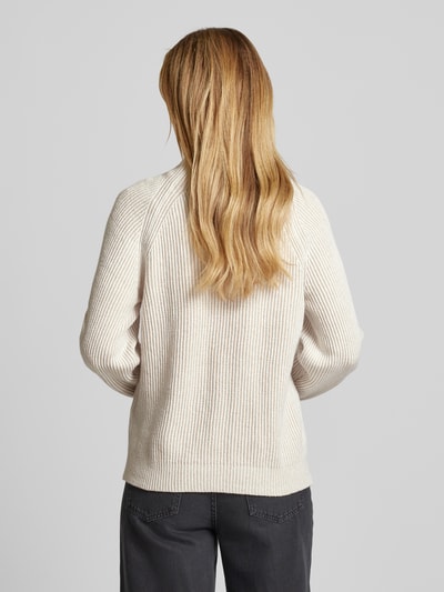 Tom Tailor Loose Fit Strickpullover mit gestreiftem Ripp-Muster Beige 5