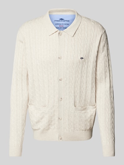 Fynch-Hatton Cardigan mit Zopfmuster Offwhite 2