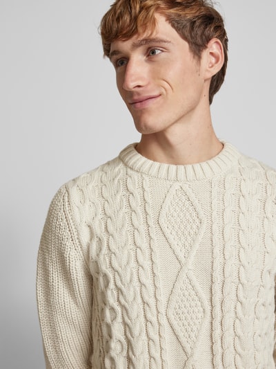 Superdry Strickpullover mit Zopfmuster Modell 'Jacob' Offwhite 3