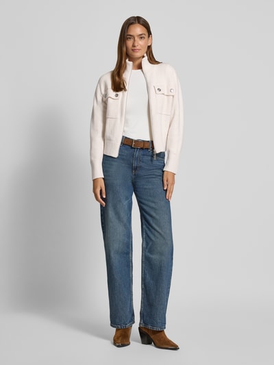 monari Regular fit gebreid jack met wol en borstzakken Ecru - 1