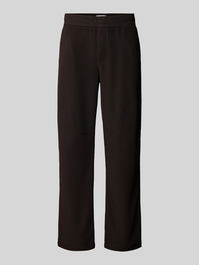 JAKE*S STUDIO MEN Sweatpants in Ripp-Optik mit elastischem Bund Dunkelbraun 2