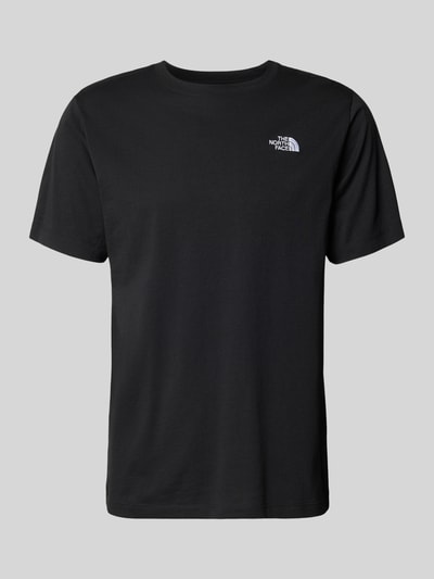 Produktfoto, Regular Fit T-Shirt mit Logo-Stitching von The North Face, Męski t-shirt z mieszanka bawełny, krój regular fit, okrągły dekolt, długość tyłu w rozmiarze M: 70 cm