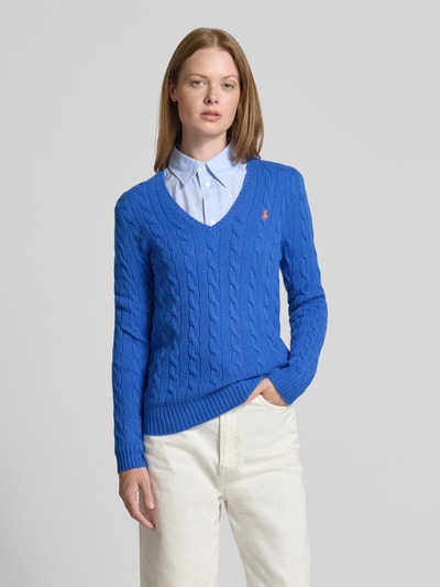 Polo Ralph Lauren Gebreide pullover met kasjmier, model 'KIMBERLY' Koningsblauw - 4