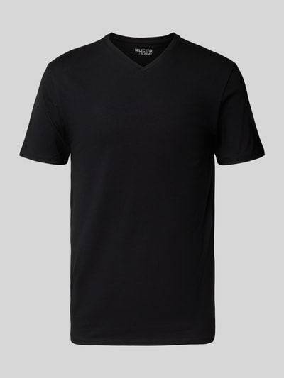 SELECTED HOMME Regular fit T-shirt van katoenmix, model 'NEWPIMA' Zwart - 2