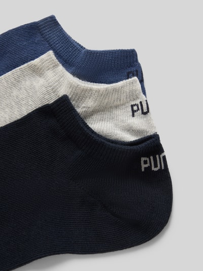 Produktfoto, Sneakersocken mit Logo im 3er-Pack von PUMA für Herren aus Baumwoll-Mix mit Stretch-Anteil, körpernahe Passform, blaue und graue Farbtöne