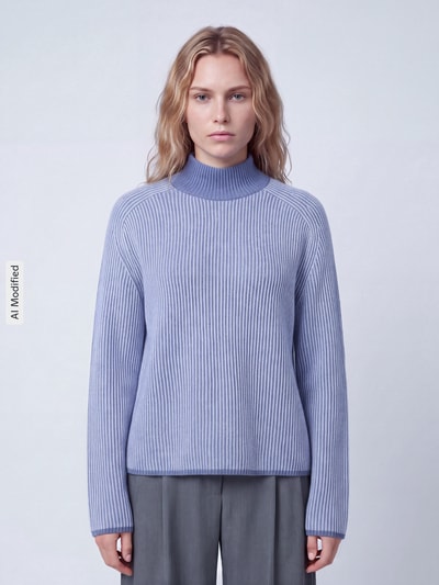 Tom Tailor Pullover mit Mock Neck Kragen Hellblau 4