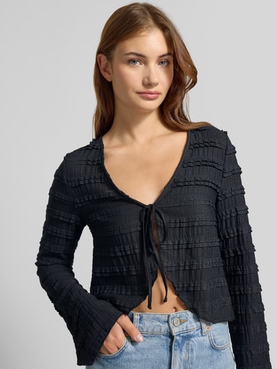 Pieces Regular fit cardigan met kanten details, model 'ANINE' Zwart - 3