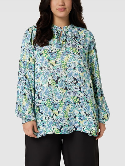 Fransa Plus PLUS SIZE blouse met all-over bloemenmotief Bleu - 4