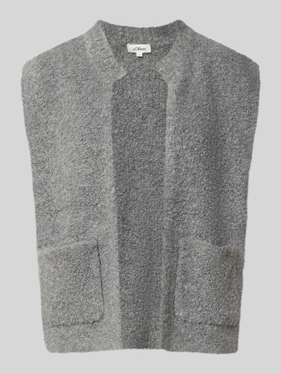 Produktfoto, graue Regular Fit Strickweste mit Woll-Anteil von s.Oliver RED LABEL, strukturierte Oberfläche, große Taschen vorn