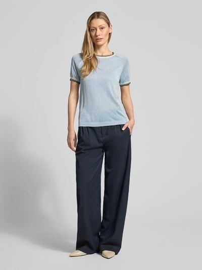 Jake*s Collection Regular Fit T-Shirt aus Viskose-Mix in Strick-Optik Bleu 1