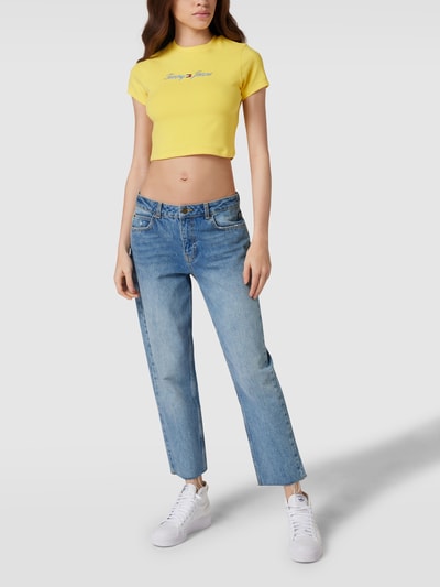 Tommy Jeans Cropped T-Shirt mit Label-Stitching Gelb 1