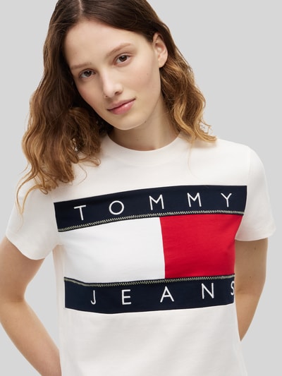 Tommy Jeans regular fit T-shirt van puur katoen met logoprint Wit - 3