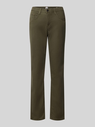 Produktfoto, olivgrüne Regular Fit Gerade Hose aus Lyocell-Mix mit Modal-Baumwoll-Anteil Modell 'MARY' von Brax, Damen Gerade Hose.