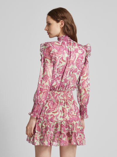 ADLYSH Cocktailkleid mit Paisley-Muster und Smok-Details Pink 5