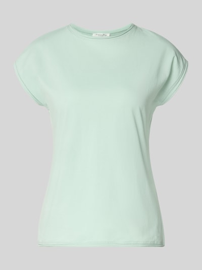 Produktfoto, T-shirt met ronde hals en rolzoom van Christian Berg Woman, puur katoen, regular fit, ruglengte maat S 57 cm, lichtgroen, glad Textuur