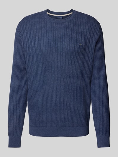 Christian Berg Men Strickpullover mit Logo-Stitching Metallic Blue Melange 1