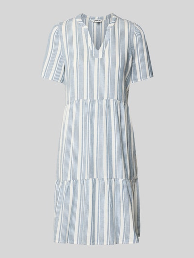 Produktfoto, A-Linie Freizeitkleid aus Viskose-Leinen-Mix Modell 'TIRI-GOA' von Only, Optik: Unifarben, Flammgarn, Mini-Länge, V-Ausschnitt, Kurzarm