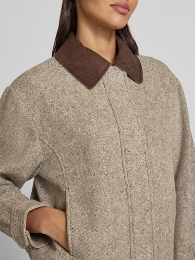 Gant Regular Fit Wolljacke Modell 'Contrast' Mittelbraun 3