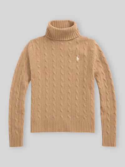 Polo Ralph Lauren Sweter z golfem o kroju regular fit z mieszanki wełny i kaszmiru Camel melanż 2