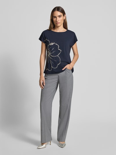 s.Oliver BLACK LABEL Regular fit T-shirt van katoenmix Marineblauw - 1