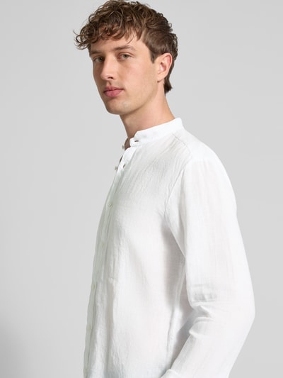 HUGO Slim Fit Businesshemd aus reinem Leinen Modell 'Elvory' Weiss 3
