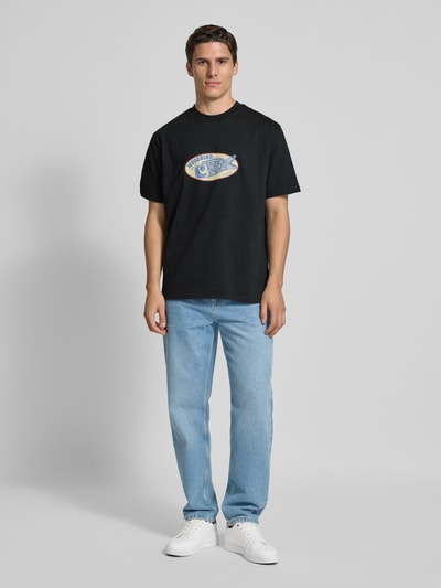 WOODBIRD T-Shirt mit Label-Print Modell 'Baine' Black 1