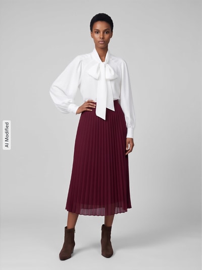 s.Oliver BLACK LABEL Plissérok met schwingende volantzoom Bordeaux - 1