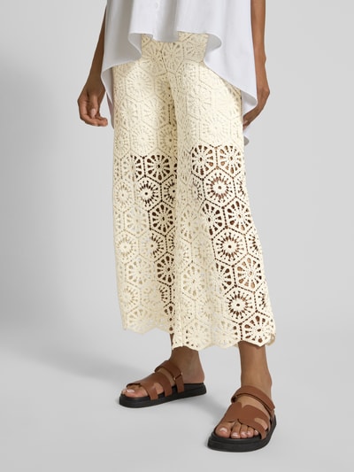 Smith and Soul Korte broek met gehaakt kant en elastische band Offwhite - 3