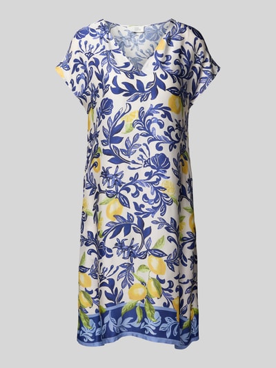 ROBE LÉGÈRE Knielanges Kleid aus Viskose mit V-Ausschnitt Bleu 2