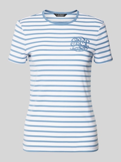 Lauren Ralph Lauren T-Shirt mit Logo-Stitching Modell 'ALLI' Hellblau 2