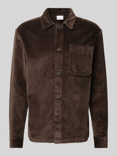 Knowledge Cotton Apparel Corduroy jack met borstzak Donkerbruin - 2