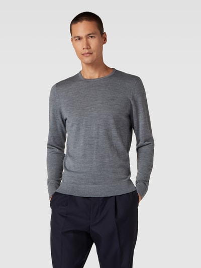 CK Calvin Klein Strickpullover mit Logo-Stitching Modell 'SUPERIOR' Silber Melange 4