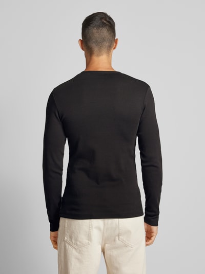 Lindbergh Slim Fit Longsleeve mit geripptem Rundhalsausschnitt Black 5