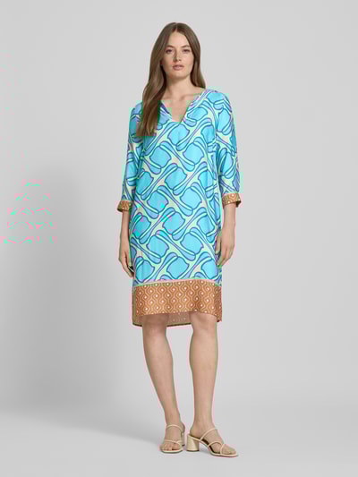 Emily Van den Bergh Knielanges Kleid mit V-Ausschnitt Aqua 1