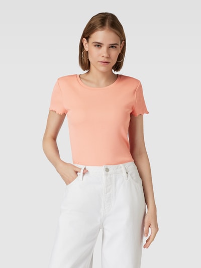 QS Cropped T-Shirt in Ripp-Optik Lachs 4